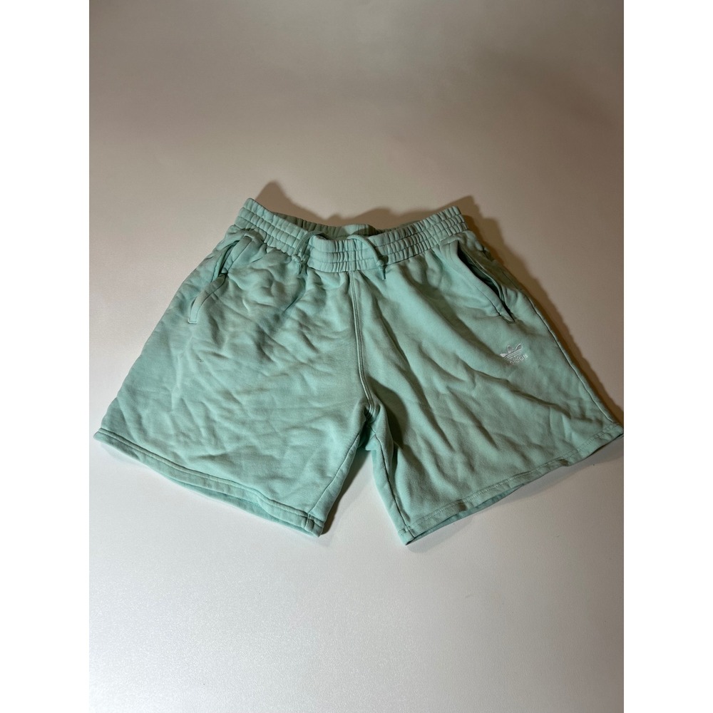 Adidas Sweat Shorts Mens Large Mint Green Good Trefoil Logo Zipper Pockets
